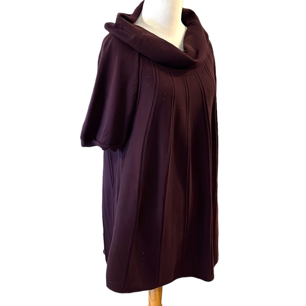A.N.A. SHORT SLEEVE COWL DRAPED NECK KNIT SWEATER PLUM SIZE XL